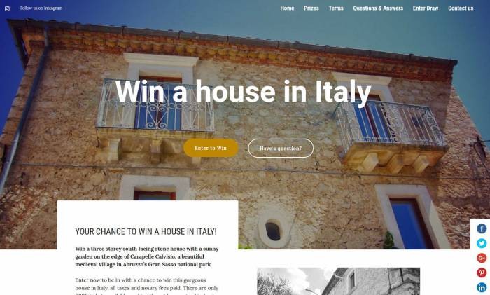 Win a Hilltop Stone House in the Italian Region of Abruzzo